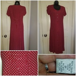 Long Red with white polka dots Dress